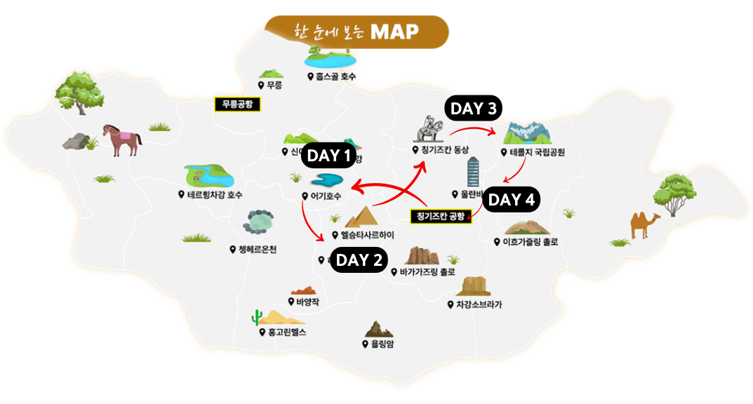 Map of Mongolia route